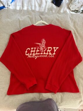 Cherry LA Waffle Long Sleeve - Red